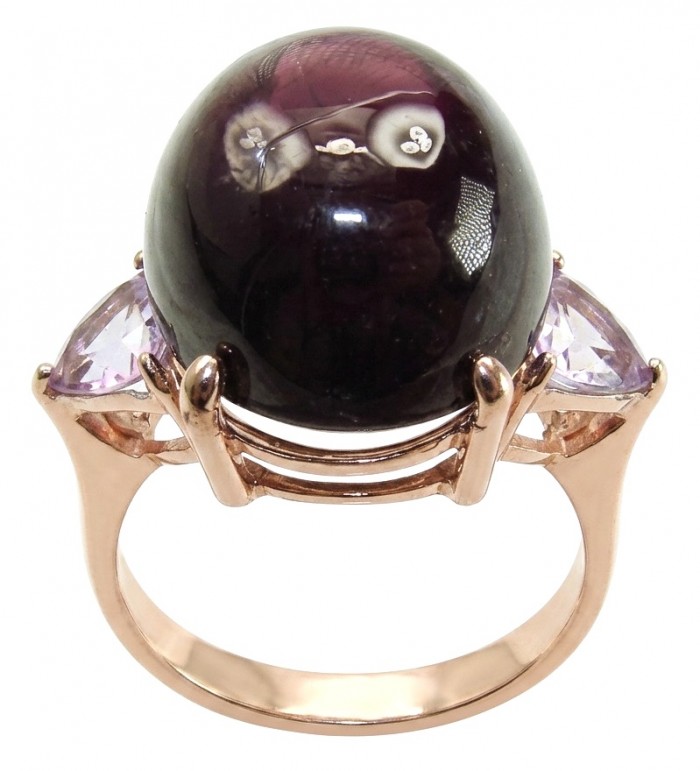 Cherry-Pick Natural 28.4 carat Mozambique Ruby .925 Sterling Silver dipped in 22K Gold handmade Large Statement Ring size 7 1/2