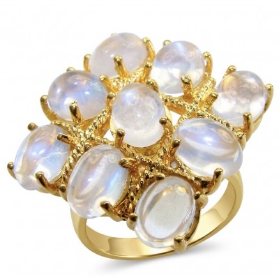 Scarlett 15.5 carat Brazilian Rose Quartz 22K Gold over .925 Sterling Silver handcrafted Statemen Ring size 8