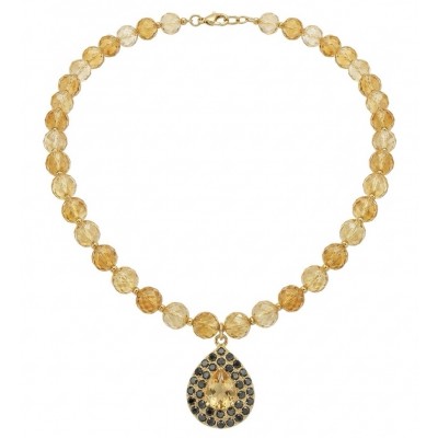 Serenity - 40.2 carat BRAZILIAN Citrine SAPPHIRE 18K Gold over .925 Sterling Silver handmade necklace