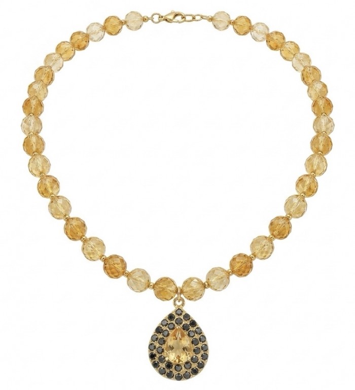 Serenity - 40.2 carat BRAZILIAN Citrine SAPPHIRE 18K Gold over .925 Sterling Silver handmade necklace