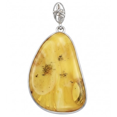 Prehistoric Authentic Golden Butterscotch Baltic Amber .925 Sterling Silver beautifully handcrafted Pendant