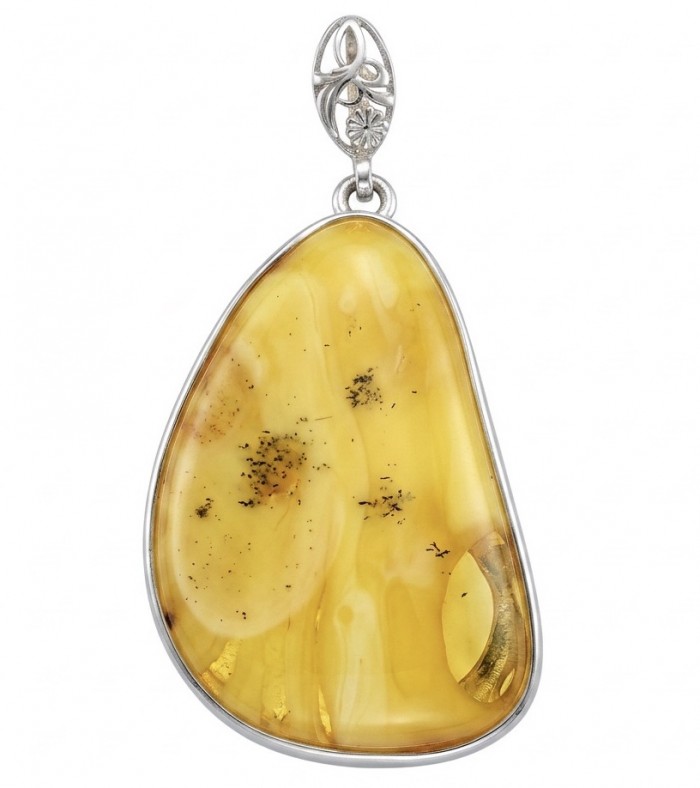 Prehistoric Authentic Golden Butterscotch Baltic Amber .925 Sterling Silver beautifully handcrafted Pendant