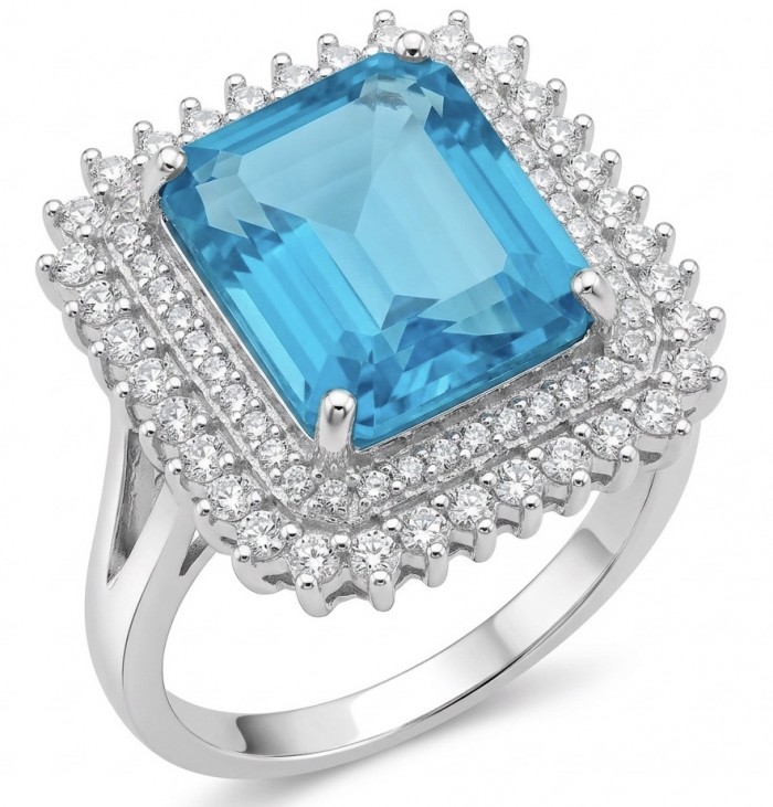 Wonderland 9.5 carat Brazilian Paraiba Tourmaline rhodium over .925 Sterling Silver Handcrafted Ring size 8