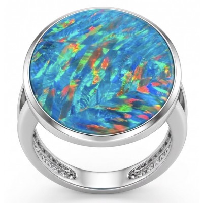 Endless Ocean Genuine 18.5 carat Australian Opal .925 Sterling Silver handmade Ring size 6 1/4