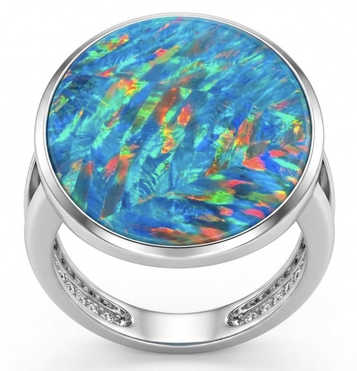 Endless Ocean Genuine 18.5 carat Australian Opal .925 Sterling Silver handmade Ring size 6 1/4