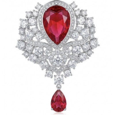 Heirloom Genuine 23.7 carat Kasmir Ruby .925 Sterling Silver handmade Pendant - Brooch