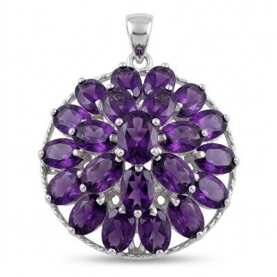 Mademoiselle - 18.5 carat natural Amethyst .925 Sterling Silver dipped in rhodium handcrafted Pendant