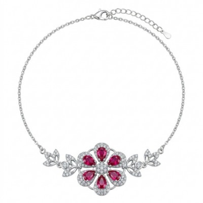 Izabella Luxurious natural 7.5 carat Ruby rhodium over .925 Sterling Silver handmade Bracelet