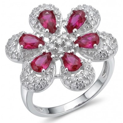Izabella Luxurious natural 6.8 carat Ruby rhodium over .925 Sterling Silver handmade incredible ring s. 7 1/2