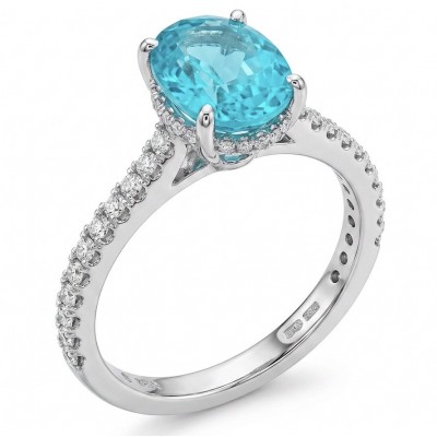 Wonderland 4.1 carat Paraiba Tourmaline .925 Sterling Silver Handcrafted Ring size 8 1/4