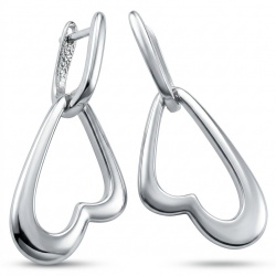 Hearts - 925 Sterling Silver luxuriously dipped in rhodium handmade earrings