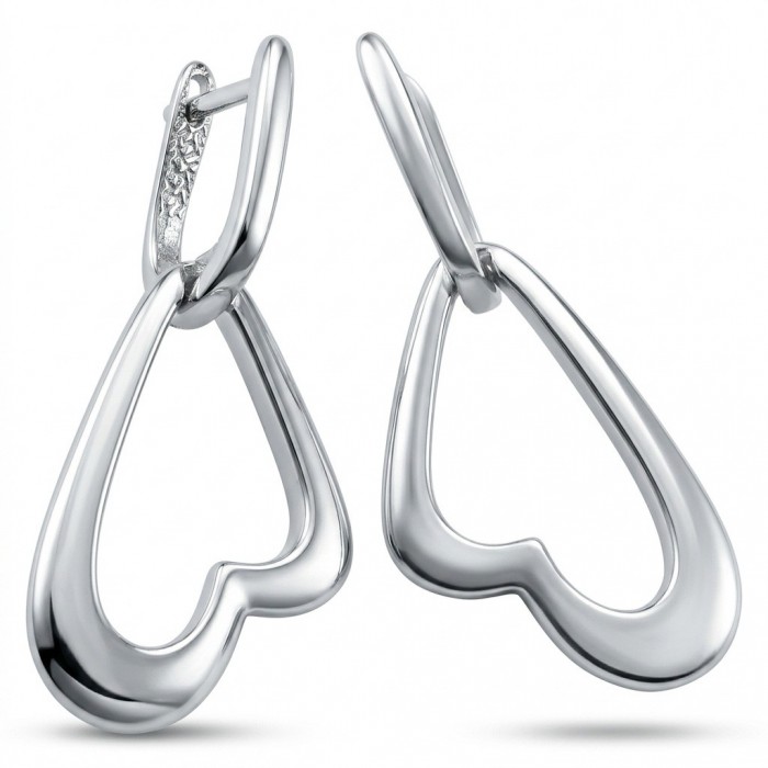 Hearts - 925 Sterling Silver luxuriously dipped in rhodium handmade earrings