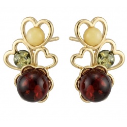 Golden Honey Hearts authentic Baltic Amber 14K Gold over .925 Sterling Silver earrings