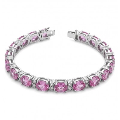 Luxurious 28.4 carat Pastel Light Pink Sapphire .925 Sterling Silver handcrafted Bracelet