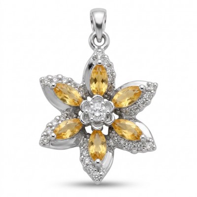 Vivien Luxurious Style - Natural 8.2 carat Citrine .925 Sterling Silver dipped in Rhodium handmade pendant