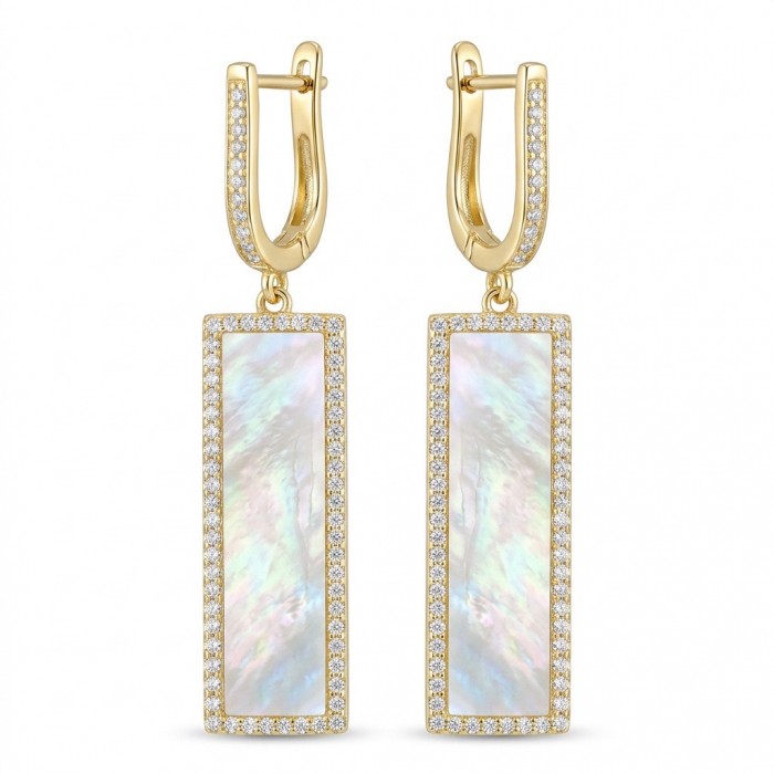Luxurious Genuine Blister Pearl 0.4 CARAT lab grown Diamond 18K Gold over .925 Sterling Silver handcrafted Statement Earrings