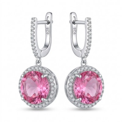 Tiffany - authentic 12.7 carat Pink Sapphire .925 Sterling Silver handcrafted Earrings