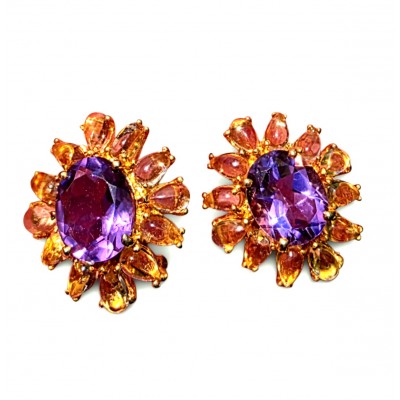 Cascades OF LIGHT Genuine 15.2 carat Fire Moonstone 18k Gold over .925 Silver handcrafted earrings
