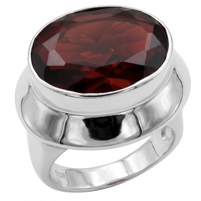 Celestrial Energy Natural 15.4 carat Garnet .925 Sterling Silver handmade Large Statement Ring size 8