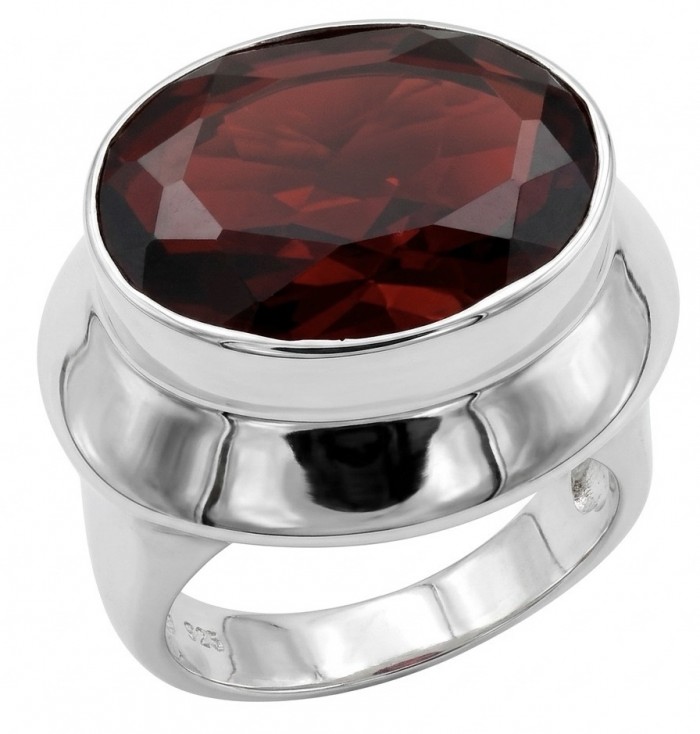 Celestrial Energy Natural 15.4 carat Garnet .925 Sterling Silver handmade Large Statement Ring size 8