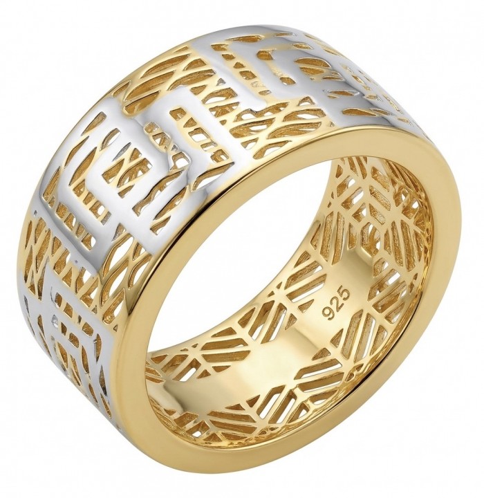 Secret code Precious Natural 18K Gold over .925 Sterling Silver Women ring size 8