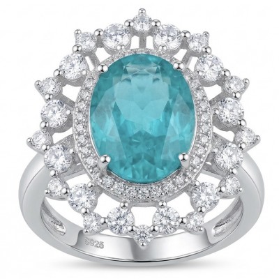 Elizabeth 14.2 carat Colombian Emerald .925 Sterling Silver dipped in Rhodium handcrafted Ring size 8