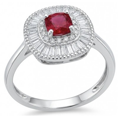 Art Deco 0.7 ctw Mozambique Ruby .925 Sterling Silver handcrafted Statement Ring size 7 1/4