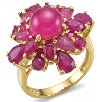 Bella Rosa Genuine 19.9 CARAT Kasmir Ruby 22K Rose Gold over .925 Sterling Silver Statement Ring size 7 1/4