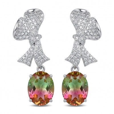 Luxurious 7.5 carat Brazilian Watermelon Tourmaline .925 Sterling Silver Handcrafted Earrings