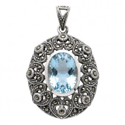 Angelina 11.9 carat authentic Aquamarine .925 Sterling Silver Handcrafted pendant