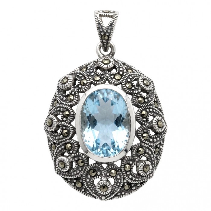 Angelina 11.9 carat authentic Aquamarine .925 Sterling Silver Handcrafted pendant