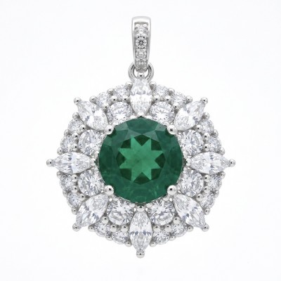 Spectaculat 3.5 carat Tsavorite Garnet rhodium over .925 Sterling Silver handcrafted Statement Pendant