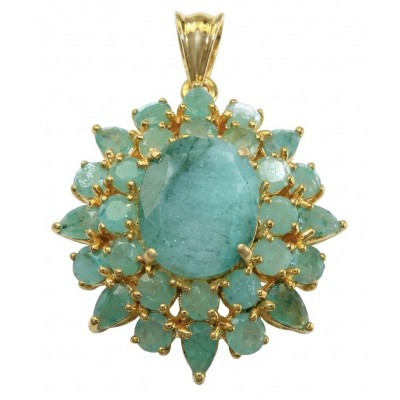 Tiffany - Authentic 18.5 carat Emerald 22K Gold over .925 Sterling Silver handmade Statement Pendant