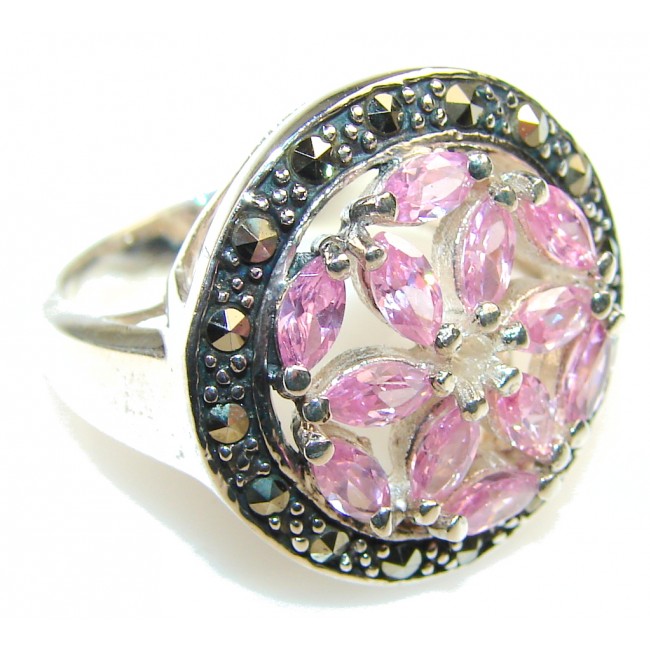 Beautiful Pink Topaz Sterling Silver ring; size. 8