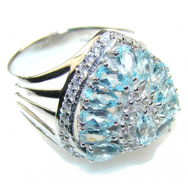 Amazing Swiss Blue Topaz Sterling Silver Ring s. 9 1/4
