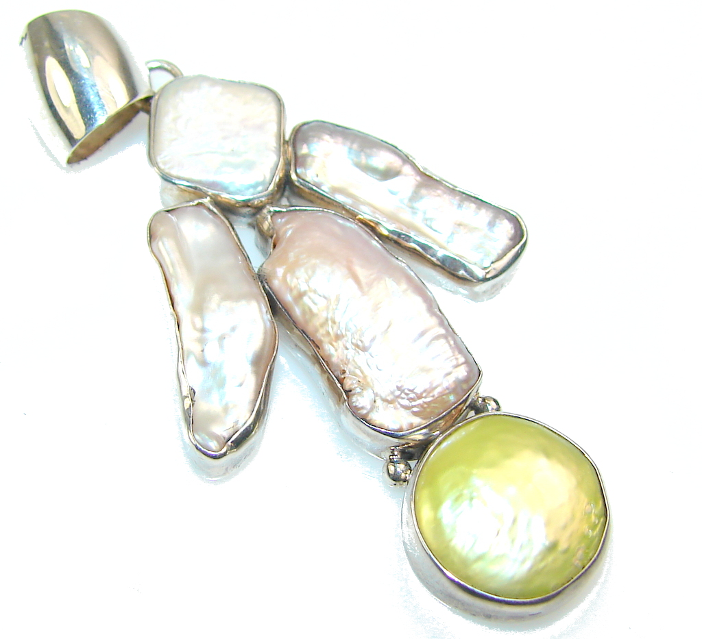 Mother of Pearl Sun Pendant  Sterling Silver Necklace plated in 14K Gold