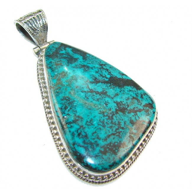 Excellent Dark Green Turquoise Sterling Silver Pendant
