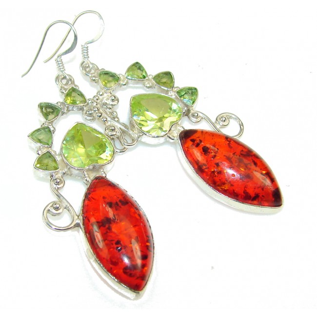 Instant Classic!! Created Polish Amber Sterling Silver earrings