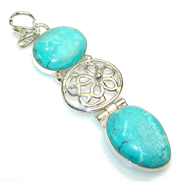 Stylish Blue Turquoise Sterling Silver Pendant