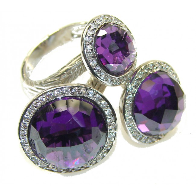 Exotic Purple Alexandrite Quartz Sterling Silver Ring s. 7 1/4