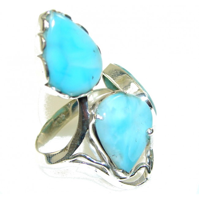 Lovely Light Blue Larimar Sterling Silver Ring s. 10 3/4