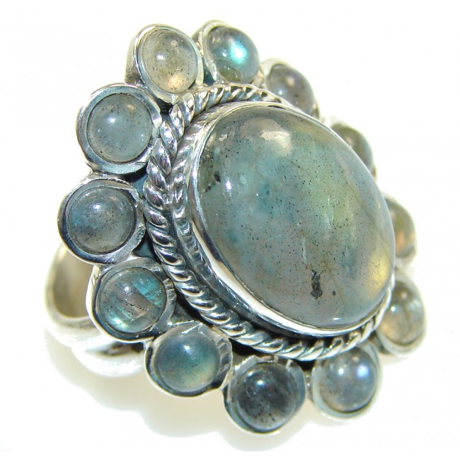 Excellent Gray Labradorite Sterling Silver ring s. 6 1/4