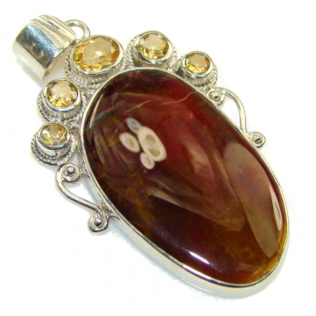 Stylish Brown Agate Sterling Silver Pendant