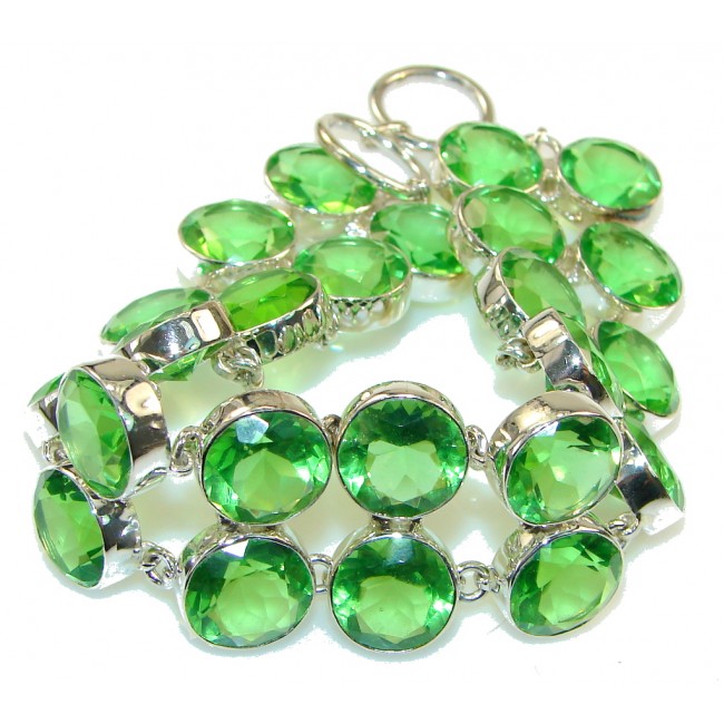 Fabulous Created Green Peridot Sterling Silver Bracelet