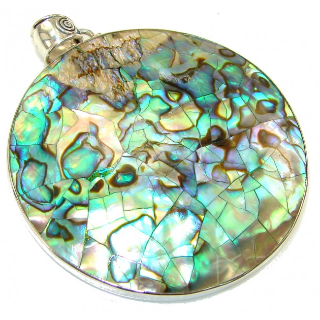 Big! Vision Rainbow Abalone Sterling Silver Pendant