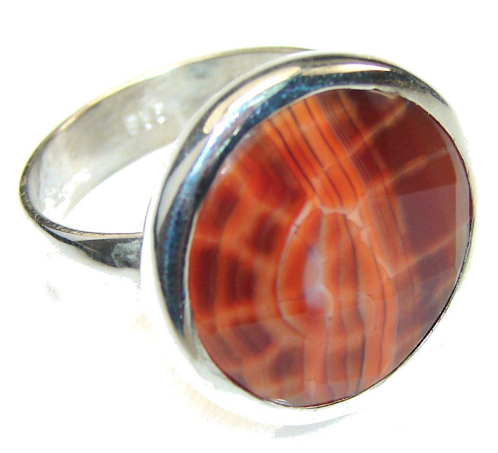 Simple! Mexican Fire Agate Sterling Silver Ring s. 11 - model #16-mar-15-5