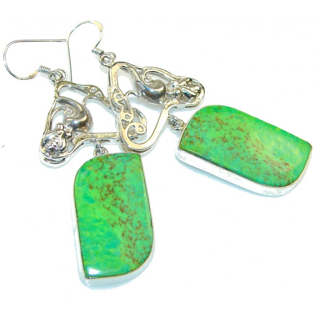 Fresh!! Green Turquoise Sterling Silver earrings