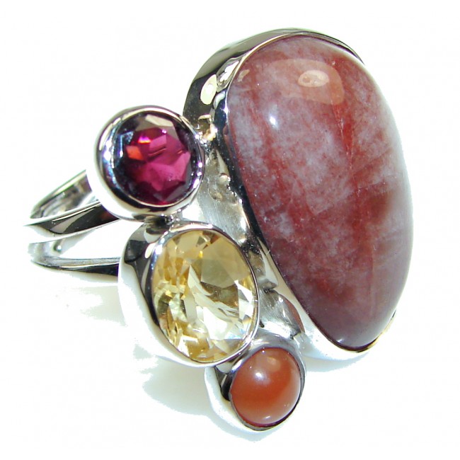 Awesome Style Untreated Ruby Sterling Silver ring s. 8 - adjustable