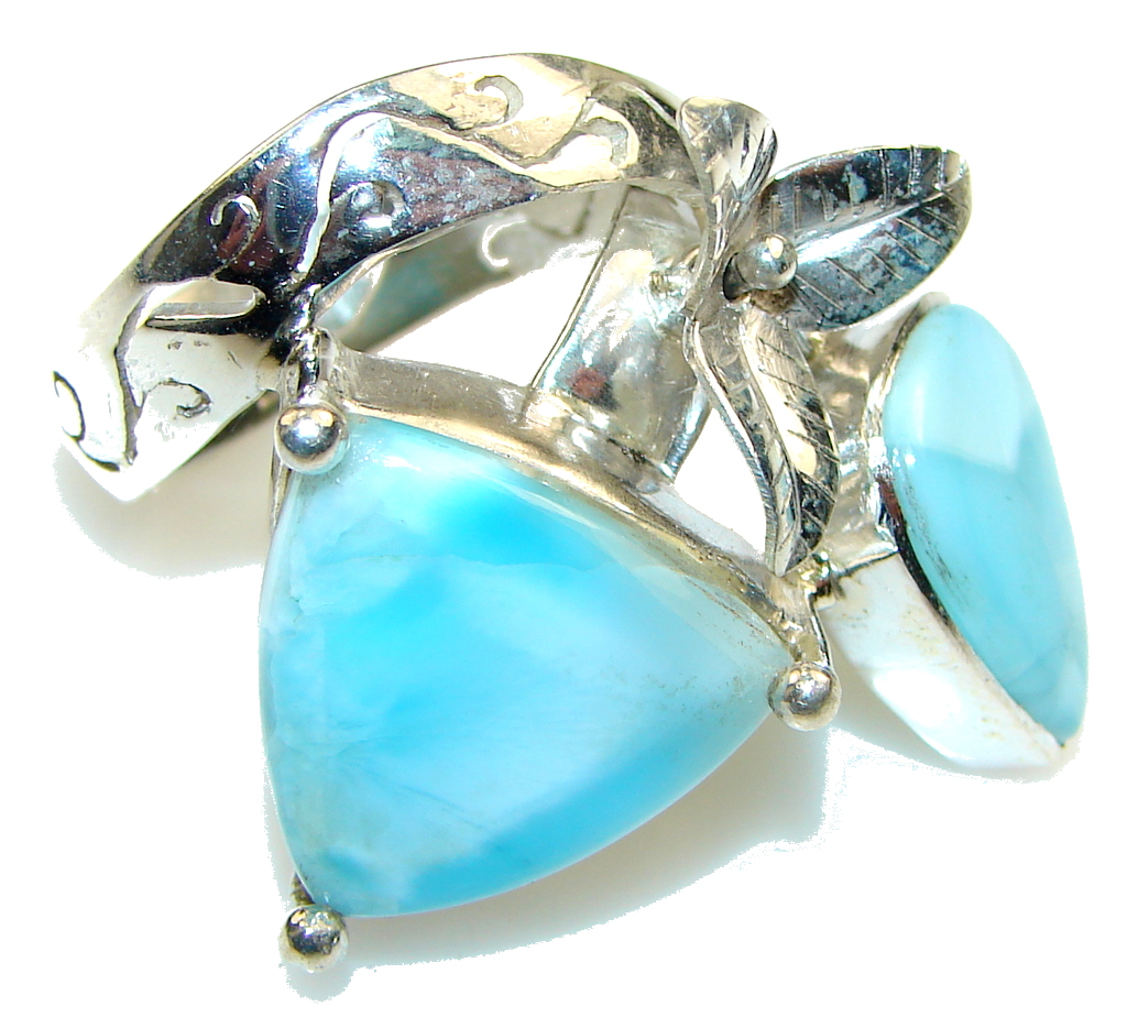 Abstract Blue Larimar and Sterling Silver Statement Ring