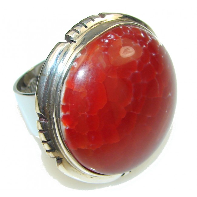 Secret Mexican Fire Agate Sterling Silver ring s. 7 1/2